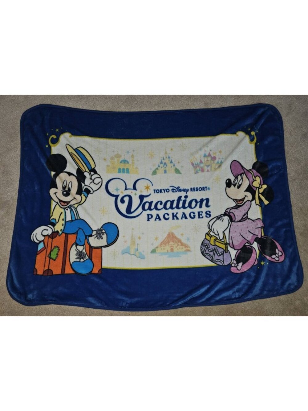 Tokyo Disney Resort Vacation Packages Fleece Blanket Throw 40x55 Mickey Minnie